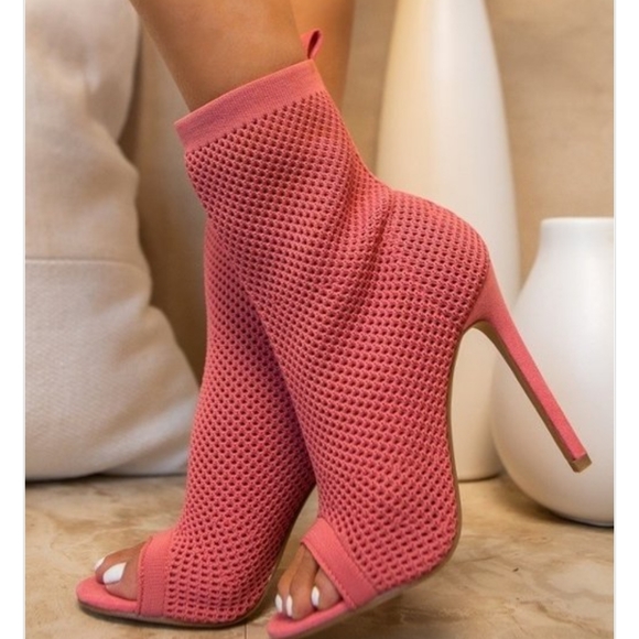 SoMe - Coral Peep Toe Stiletto Booties - Picture 1 of 1